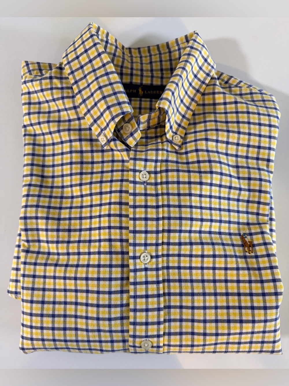 Polo Ralph Lauren Shirt Mens XL Plaid Long Sleeve Button Up Cotton Flesh Pony
